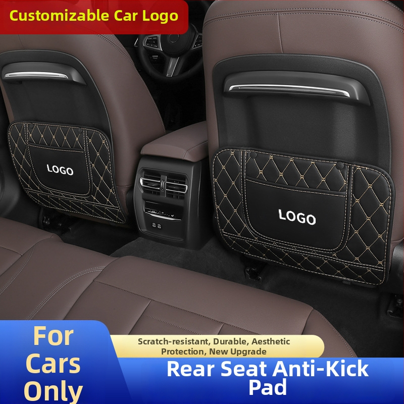 Nahkane autoistu tagaosa anti-kick padi, laste karikatuuride disain, universaalne kõikidele aastaaegadele, liblika-diamandi stiil, trükitud logoga