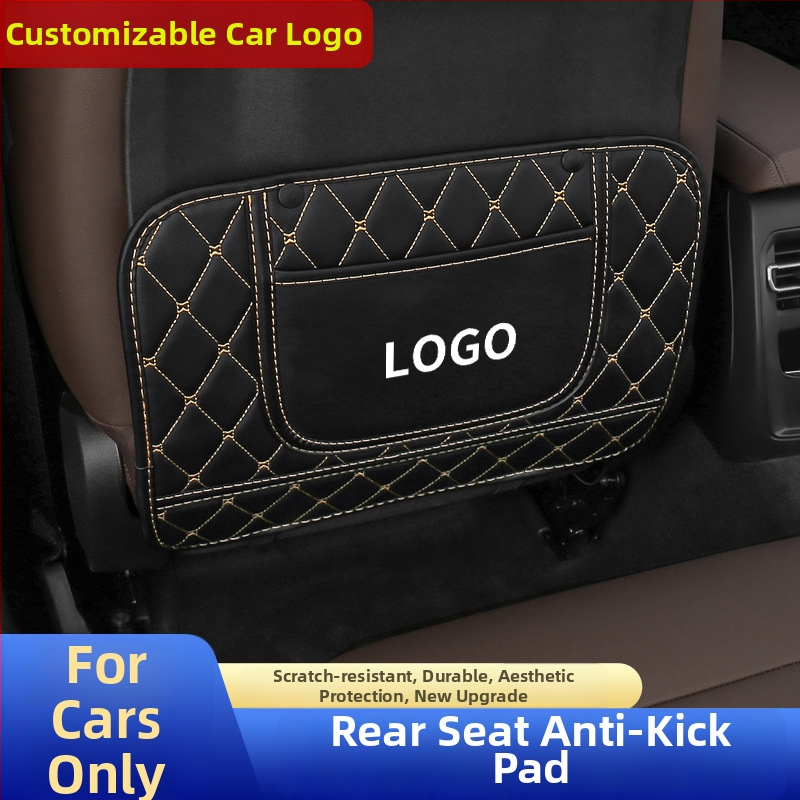 Nahkane autoistu tagaosa anti-kick padi, laste karikatuuride disain, universaalne kõikidele aastaaegadele, liblika-diamandi stiil, trükitud logoga