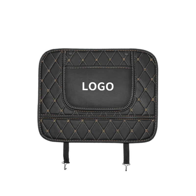 Кожена подложка за задната облегалка на автомобил, против удар за деца, карикатурен дизайн, четири сезона, стил пеперуда-диамант, с печатано лого