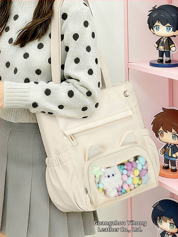 Geantă Tote pentru fete, design tridimensional, material Oxford, impermeabilă și rezistentă, model cu urechi de pisică, căptușeală poliester