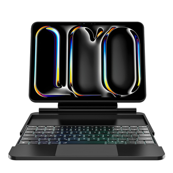 iPad Pro 11 (2024) калъф за защита със Bluetooth клавиатура, разделяема, подсветка и числова клавиатура