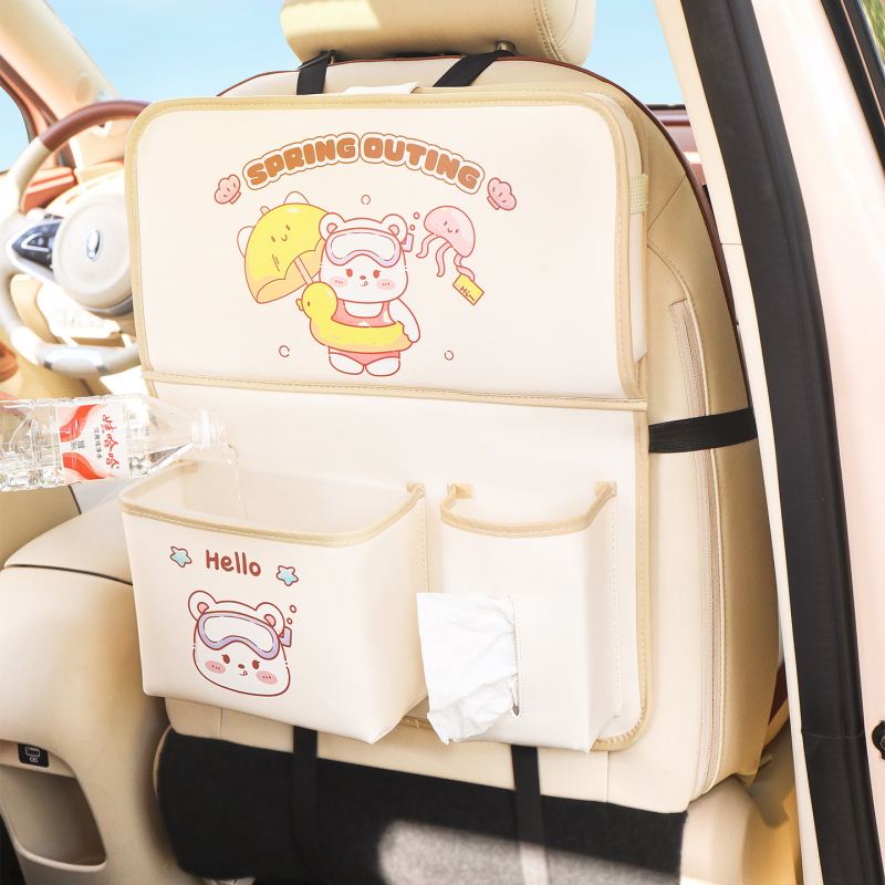 Organizator pentru spatele scaunului cu masă mică multifuncțională, din piele, impermeabil, potrivire universală, depozitare agățată