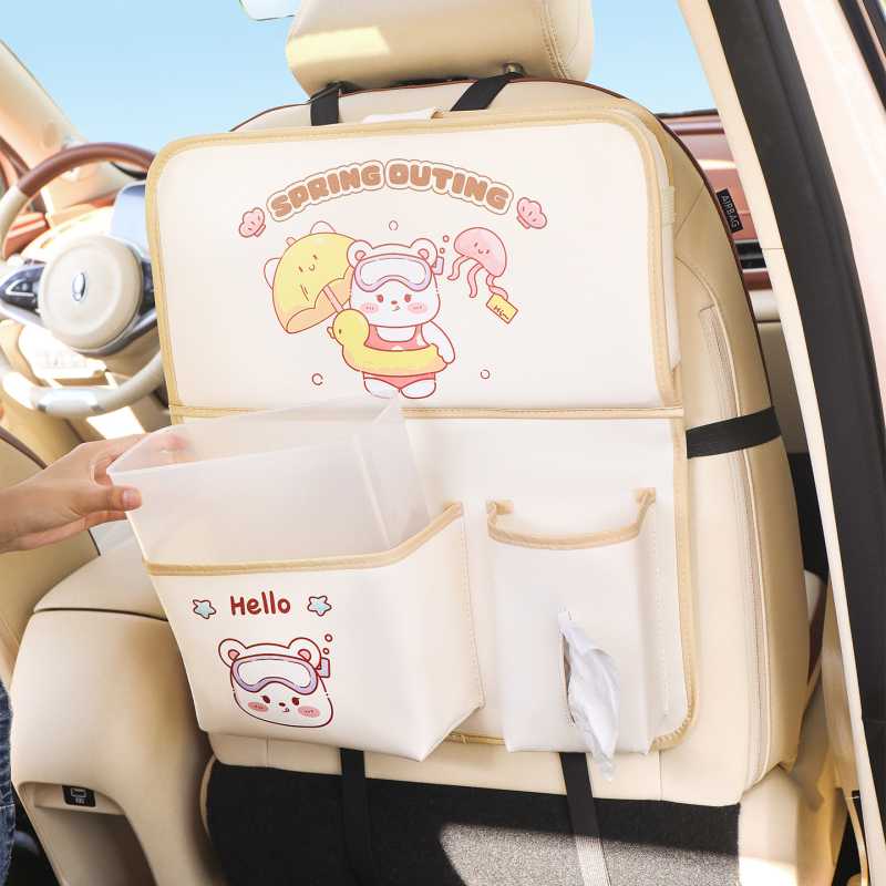 Organizator pentru spatele scaunului cu masă mică multifuncțională, din piele, impermeabil, potrivire universală, depozitare agățată