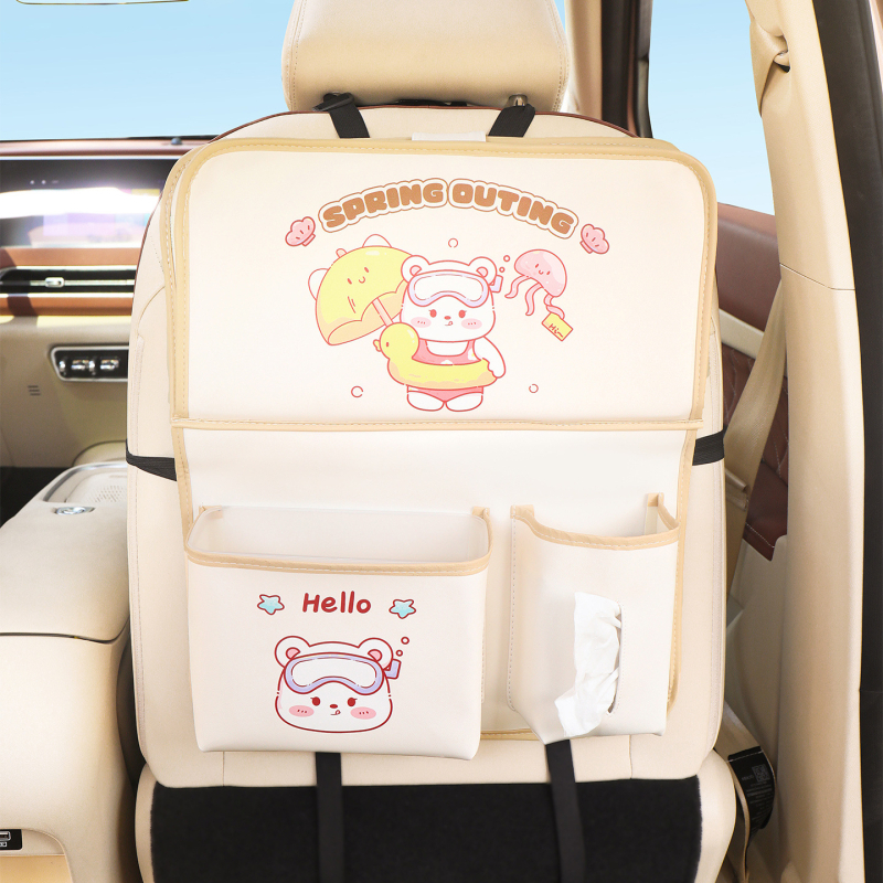 Organizator pentru spatele scaunului cu masă mică multifuncțională, din piele, impermeabil, potrivire universală, depozitare agățată