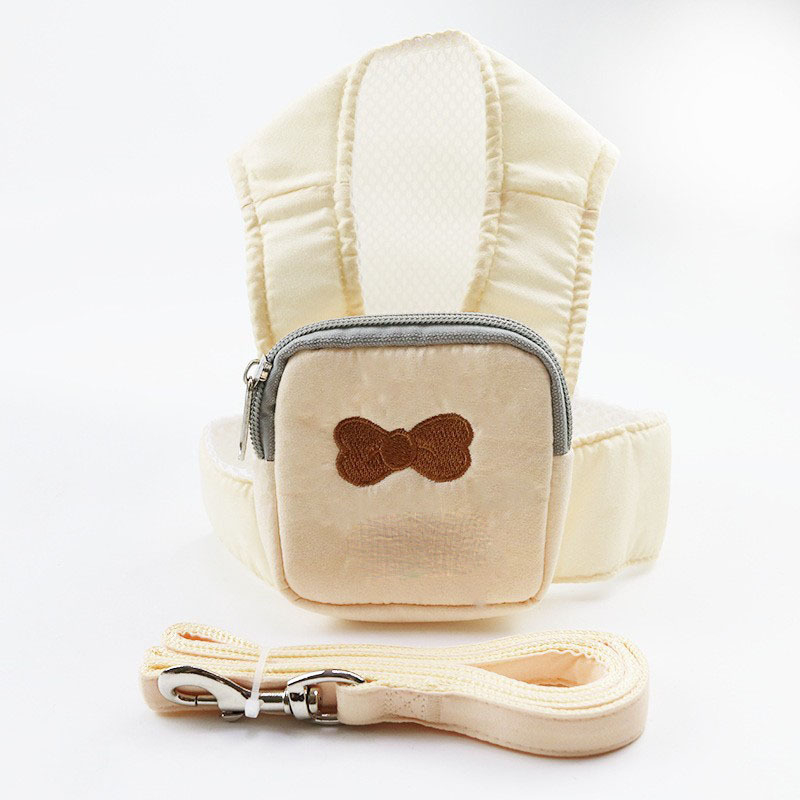 Lesă pentru câine Bichon Frisé cu vestă de plimbare și rucsac pe piept – neextensibilă, material: pânză, origine: Altă, ambalare: 100 bucăți