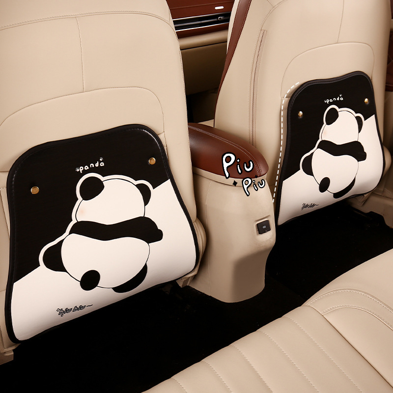 Celoročný chránič zadnej časti autosedačky s potlačou loga, panda motif, PU materiál, výplň z peny
