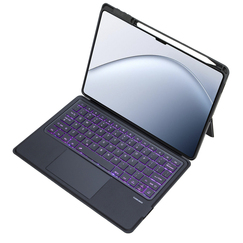 Husă de protecție cu tastatură Bluetooth magnetică pentru Xiaomi Pad 7 Ultra, 14 inch, cu taste iluminate și design cu balama divizată.