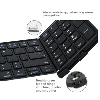 Sklopná Bluetooth klávesnica s numerickou klávesnicou pre telefóny a tablety; Bluetooth 5.1; viac ako 98 kláves; pripojí sa k trom zariadeniam súčasne; ABS telo