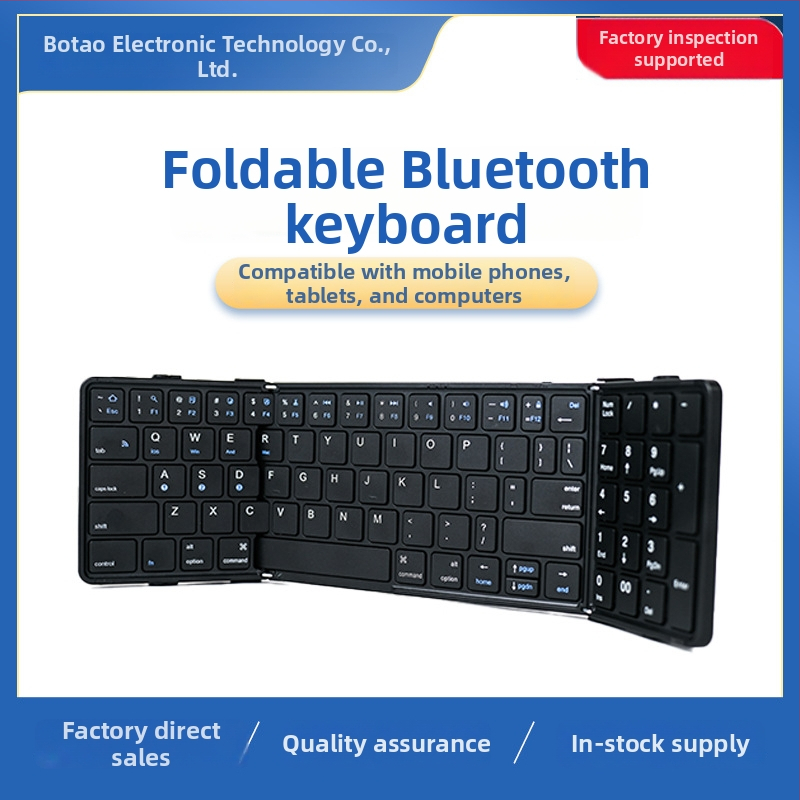 Sklopná Bluetooth klávesnica s numerickou klávesnicou pre telefóny a tablety; Bluetooth 5.1; viac ako 98 kláves; pripojí sa k trom zariadeniam súčasne; ABS telo