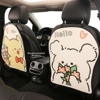 Protecție pentru spatele scaunului auto — imprimeu desen animat, material PU, umplutură din spumă, potrivire universală, pentru toate anotimpurile