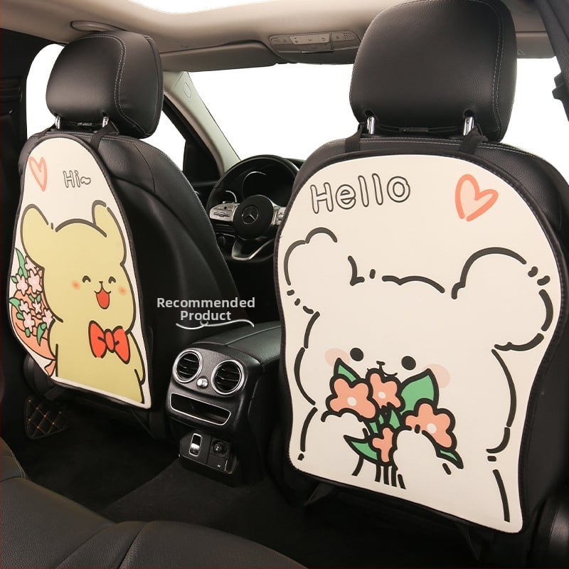 Protecție pentru spatele scaunului auto — imprimeu desen animat, material PU, umplutură din spumă, potrivire universală, pentru toate anotimpurile