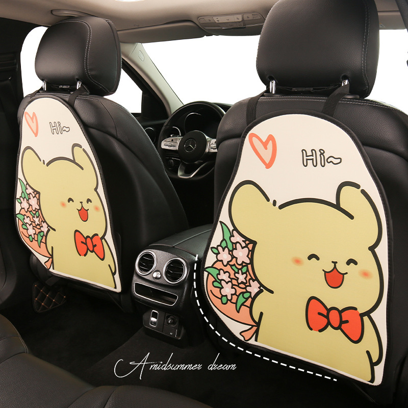 Protecție pentru spatele scaunului auto — imprimeu desen animat, material PU, umplutură din spumă, potrivire universală, pentru toate anotimpurile