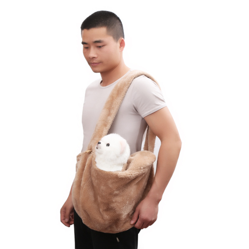 Geantă pluș pentru pisici și câini – geantă crossbody portabilă, Velvet, moale, capacitate 50, culoare solidă