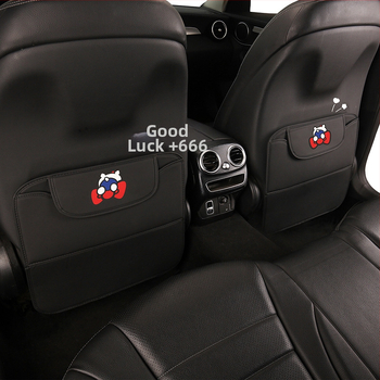 Protecție pentru spatele scaunului auto cu spațiu de depozitare, model cartoon, material PU, umplutură burete, imprimare logo