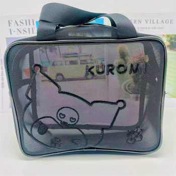 Toaletná taštička na cestovanie, model Wt-02 sieťová štvorcová taška; materiál: nylon a sieťka; tvar: kabelka; štýl: japonský