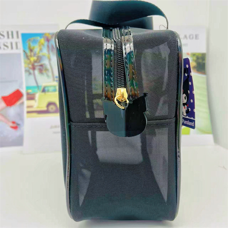 Toaletná taštička na cestovanie, model Wt-02 sieťová štvorcová taška; materiál: nylon a sieťka; tvar: kabelka; štýl: japonský