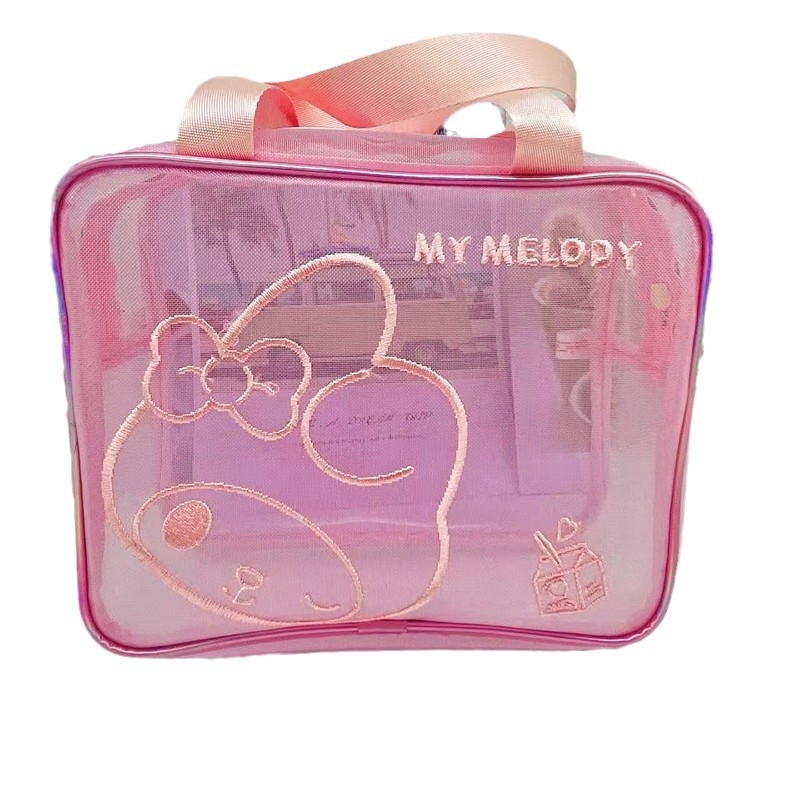 Toaletná taštička na cestovanie, model Wt-02 sieťová štvorcová taška; materiál: nylon a sieťka; tvar: kabelka; štýl: japonský