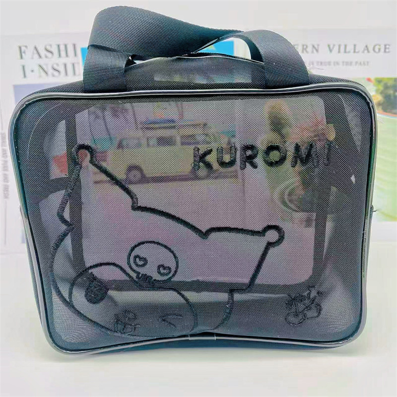 Toaletná taštička na cestovanie, model Wt-02 sieťová štvorcová taška; materiál: nylon a sieťka; tvar: kabelka; štýl: japonský