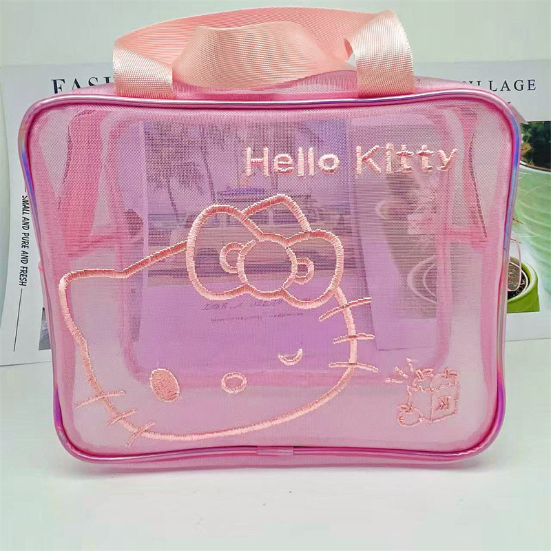 Toaletná taštička na cestovanie, model Wt-02 sieťová štvorcová taška; materiál: nylon a sieťka; tvar: kabelka; štýl: japonský