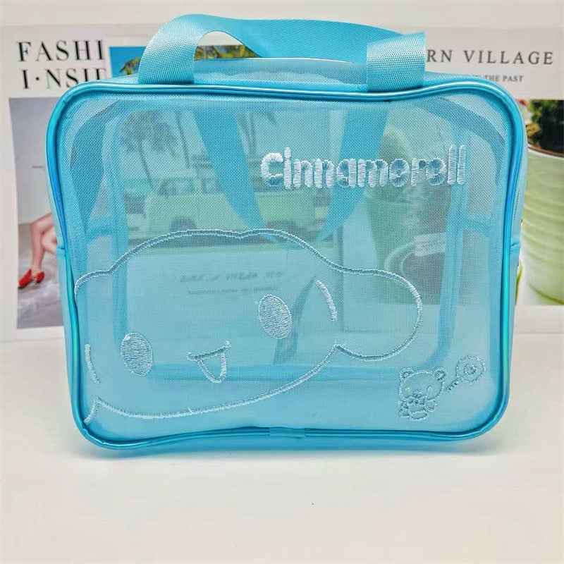 Toaletná taštička na cestovanie, model Wt-02 sieťová štvorcová taška; materiál: nylon a sieťka; tvar: kabelka; štýl: japonský