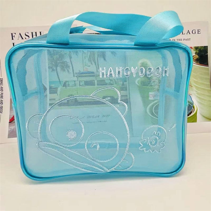 Toaletná taštička na cestovanie, model Wt-02 sieťová štvorcová taška; materiál: nylon a sieťka; tvar: kabelka; štýl: japonský