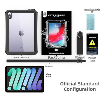 Ūdensizturīgs vāciņš Apple iPad mini 6 — izturīgs pret triecieniem, ar statīvu, siltuma vadība, PC+TPU+PET konstrukcija