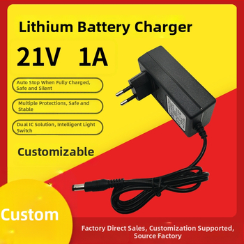 21V Li-ion įkroviklis baterijoms, įvestis 100-240V, išvestis 21V