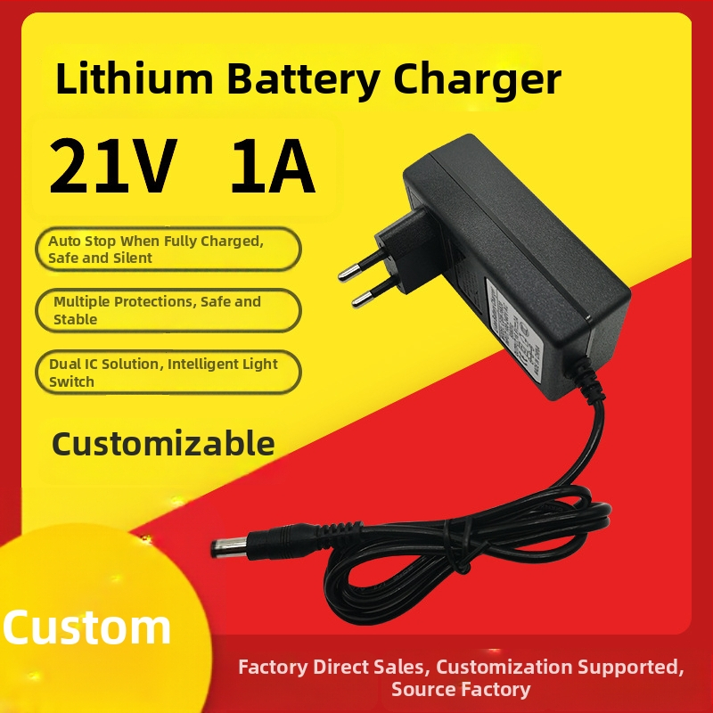 21V Li-ion įkroviklis baterijoms, įvestis 100-240V, išvestis 21V