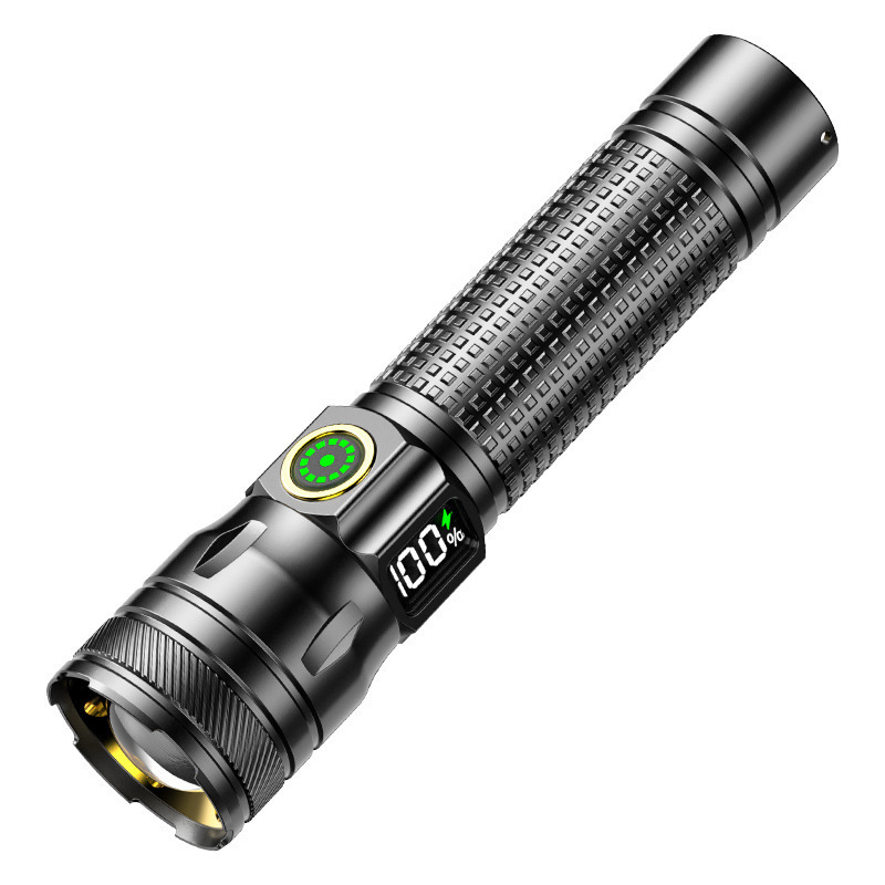 LED baterija s digitalnim zaslonom, aluminijsko kućište, punjiva 1200 mAh baterija, svjetlina 240–350 lm, domet do 500 m