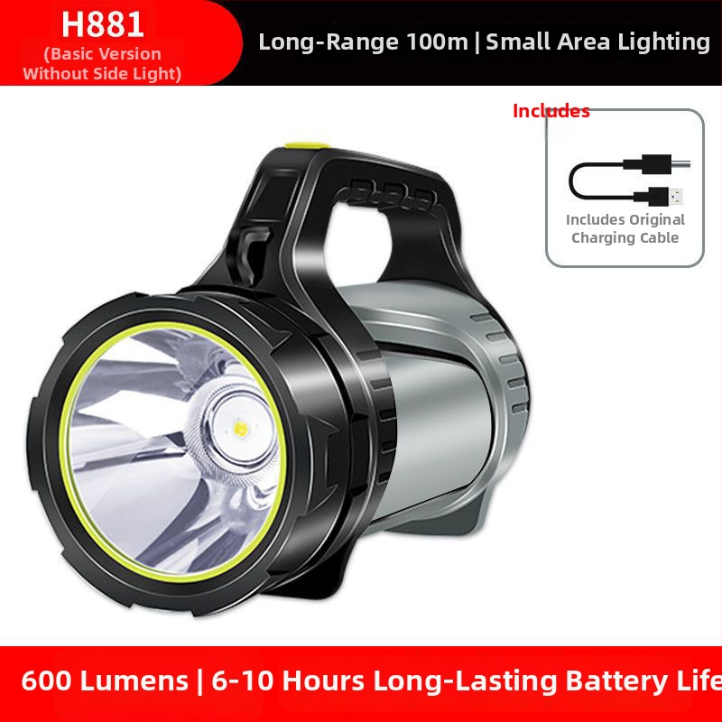 Proiector LED portabil pentru exterior, putere înaltă, reîncărcabil, corp din aliaj de aluminiu, rază peste 500 m, marca Warsun