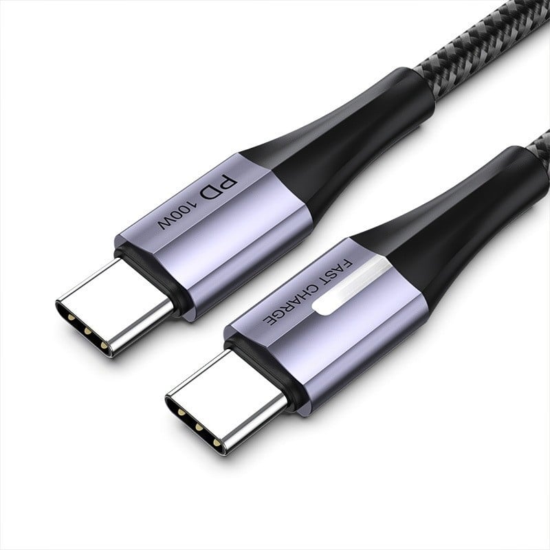 Kabel Type-C PD100W, pleteni, dužine 1 m, s jednim krajem, brzo punjenje