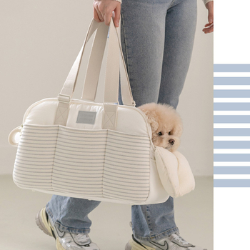 Torba za kućne ljubimce - zimski topli, pamuk, prozračna mreža, prugasta, nosiva preko ramena/ručno, 4 kg za pse / 5,5 kg za mačke, srednja tvrdoća