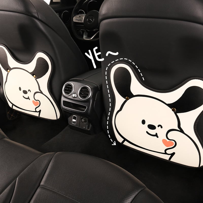 Универсален протектор за задната седалка на автомобил с карикатурен дизайн — подходящ за всички сезони, PU материал, пълнител от пяна