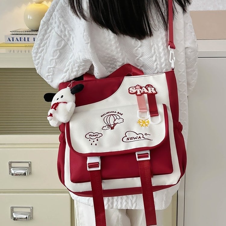Torba preko tijela velikog kapaciteta, japanskog stila s anime uzorkom, Oxford platno, podstava poliester, pogodna za školu