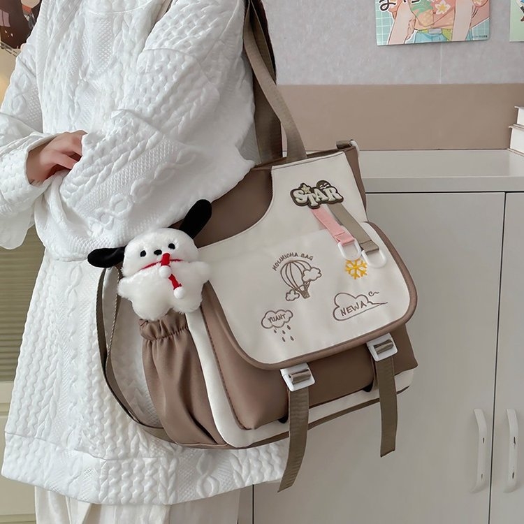 Torba preko tijela velikog kapaciteta, japanskog stila s anime uzorkom, Oxford platno, podstava poliester, pogodna za školu