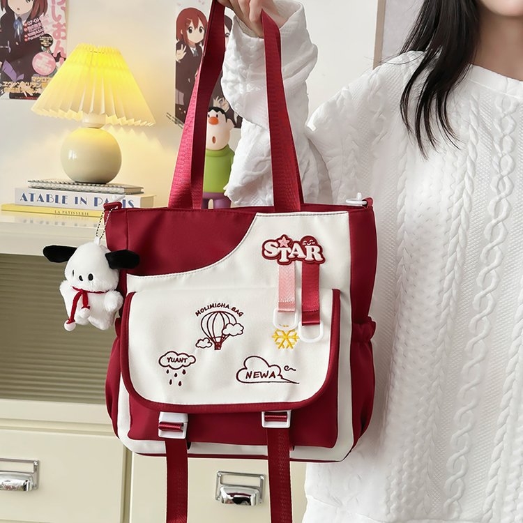 Torba preko tijela velikog kapaciteta, japanskog stila s anime uzorkom, Oxford platno, podstava poliester, pogodna za školu