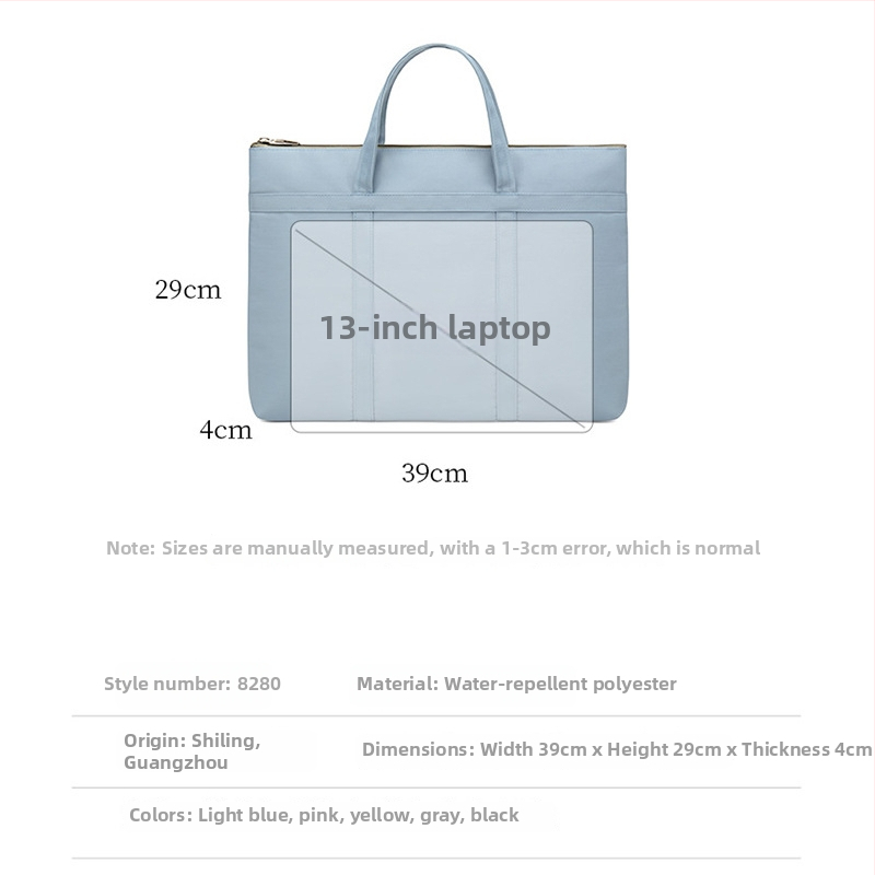 Kabelka A8280 – kórejský štýl, polyester, zips, vnútorné vrecká na telefón, ID kartu a notebook, vhodná pre notebooky, tablety a iPad