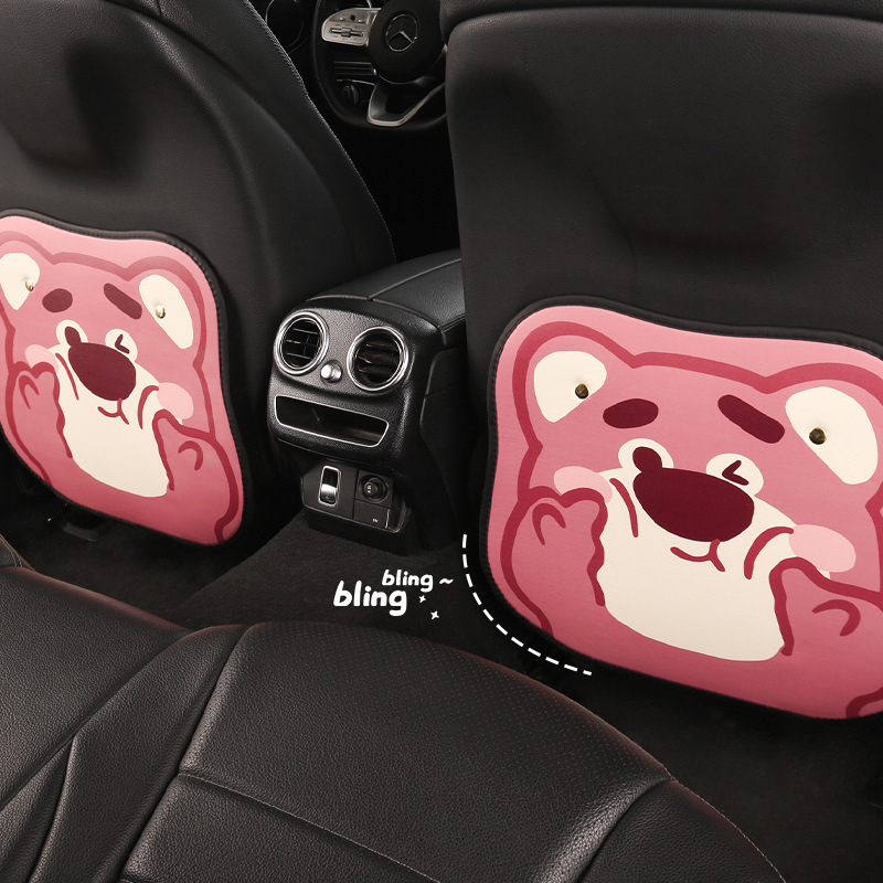 Protector pentru spatele scaunului auto, piele, model urs cu căpșuni, stil plat, Xuan ruyi
