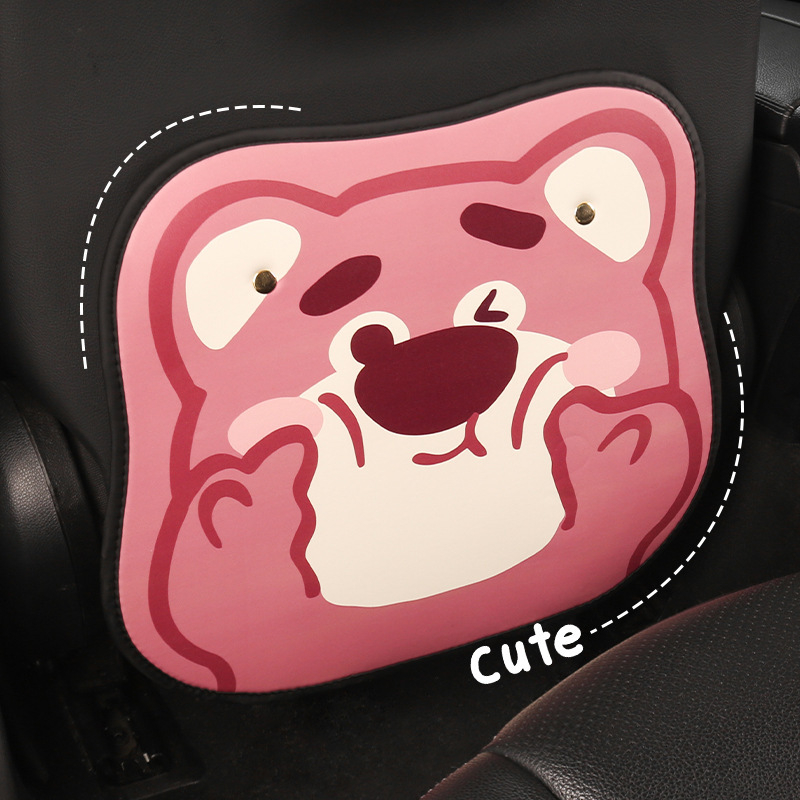 Protector pentru spatele scaunului auto, piele, model urs cu căpșuni, stil plat, Xuan ruyi