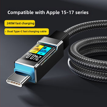 Cablu de date Type-C împletit, încărcare rapidă, 240W PD, conectare unică