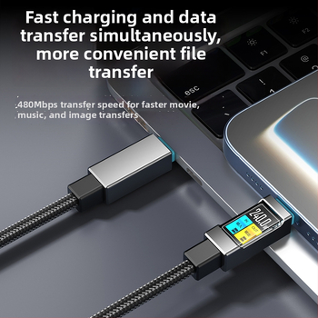 Cablu de date Type-C împletit, încărcare rapidă, 240W PD, conectare unică