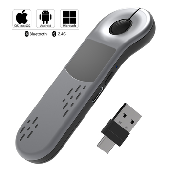 Bezvadu Bluetooth tālvadības pults PPT lapu pārvēršanai un peli vadīšanai; darbība: pieskāriens + pogu; Bluetooth interfeiss; 10 m diapazons; 150 mAh akumulator; modelis D13