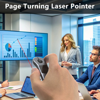 Bezvadu Bluetooth tālvadības pults PPT lapu pārvēršanai un peli vadīšanai; darbība: pieskāriens + pogu; Bluetooth interfeiss; 10 m diapazons; 150 mAh akumulator; modelis D13