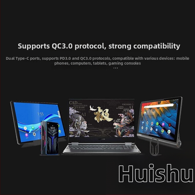 Type-C rýchlonabíjací kábel pre Lenovo Legion 2 Pro / Z6 Pro / Y90 / Y700 – 1–2 m, jeden konektor, 100 W, TPE