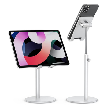 Suport de masă pentru telefon și tabletă, din aliaj de aluminiu, bază retractabilă rotativă pentru streaming live