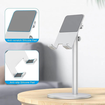 Suport de masă pentru telefon și tabletă, din aliaj de aluminiu, bază retractabilă rotativă pentru streaming live