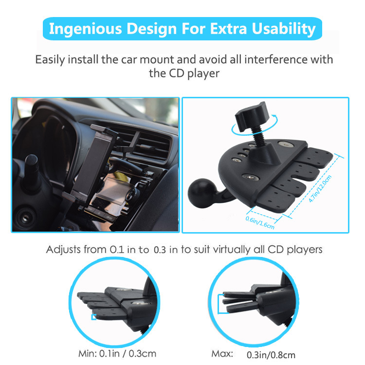 Auto držač za telefon i tablet, model X003 – plast, opće namjene, mogućnost prilagodbe
