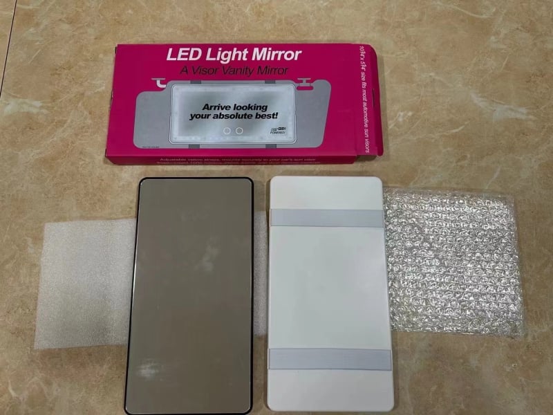 Козметично огледало за автомобил със Snap-On монтаж, универсална съвместимост, минималистичен стил, печат на лого