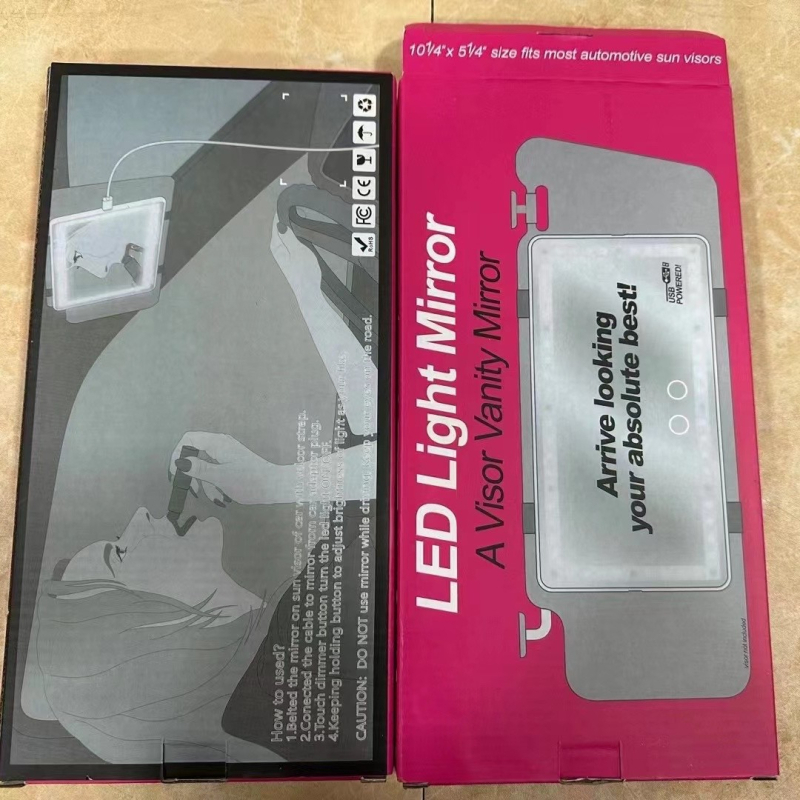 Козметично огледало за автомобил със Snap-On монтаж, универсална съвместимост, минималистичен стил, печат на лого