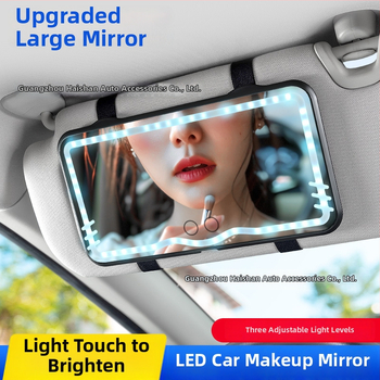LED makiažo veidrodis automobiliui su saulės skydeliu (touch LED apšvietimas; universalus suderinamumas; spaudžiama montavimas; logotipo spausdinimas galima; pritaikomas)